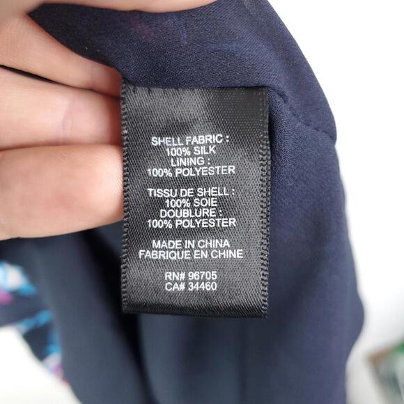 Rebecca Taylor Dress WOmens 12 Silk Colorful Florals Button Down Tie Waist - Picture 8 of 12